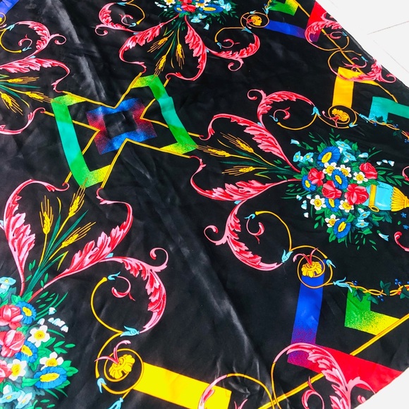 100% Silk Square Scarf Colorful Head Scarves 34x34 - Picture 4 of 8